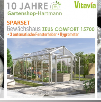 Vitavia Gewächshaus Zeus Comfort 15700 ESG/HKP 258x614 eloxiert + 155€ Zubehör!